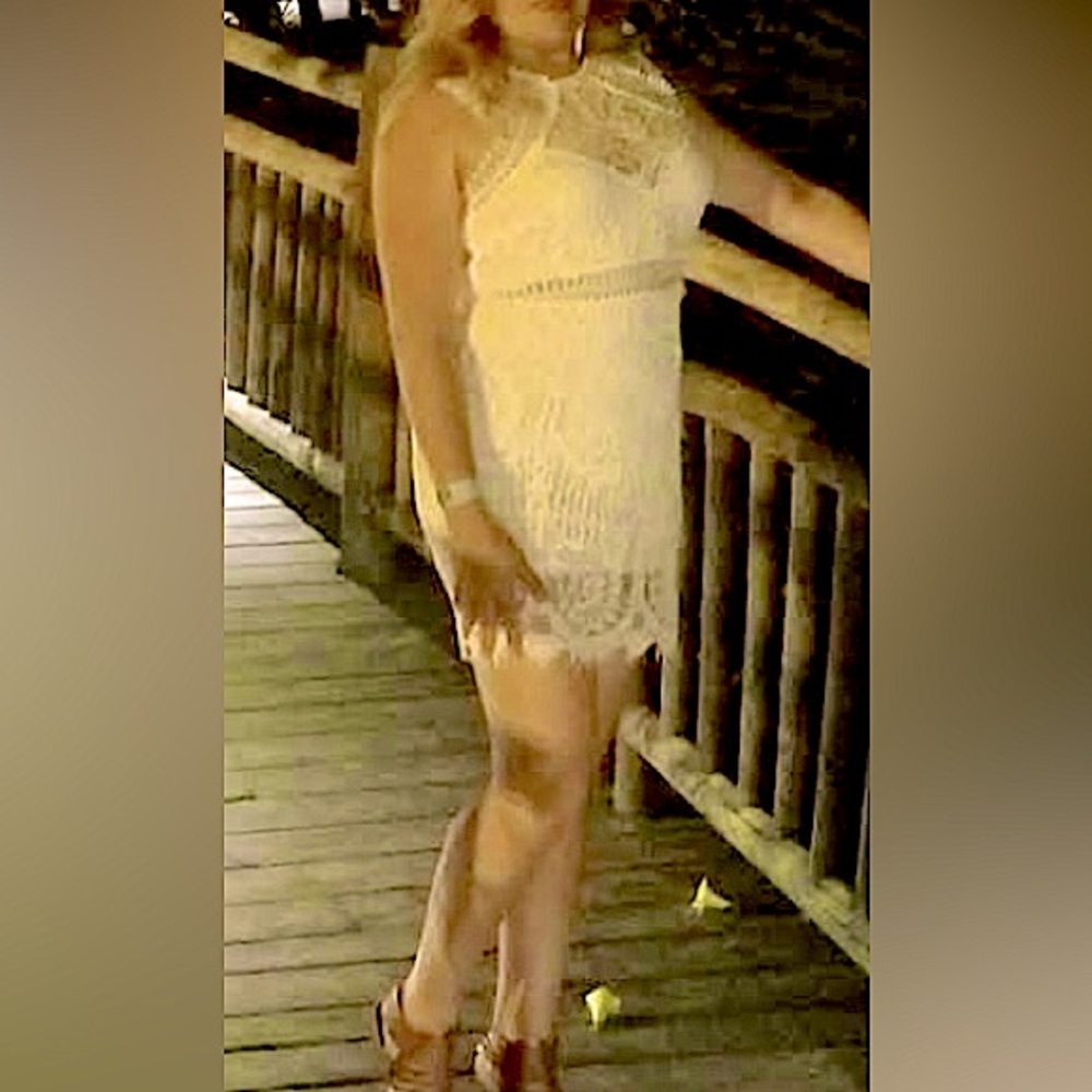 Sexy crochet white dress size Large. Used once.